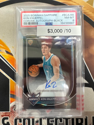 2025 Bowman Sapphire Basketball Kon Knueppel Rookie Chrome Autograph Black Refractor /10 PSA 8