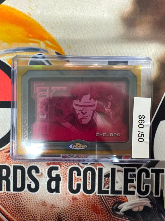 2025 Topps Finest Marvel Cyclops Shadow Shot Gold Refractor /50