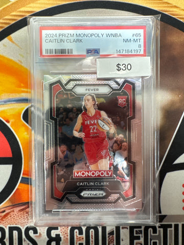 2024 Panini Prizm Monopoly WNBA Caitlin Clark Rookie PSA 8