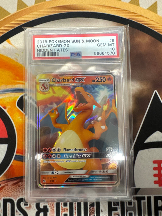 Pokémon Sun & Moon Charizard GX Hidden Fates 9/68 PSA 10