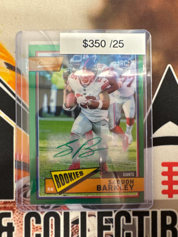 2018 Panini Honors NFL Saquon Barkley Rookie Classics Autograph Green Prizm /25