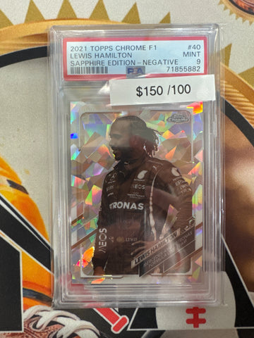 2021 Topps Chrome F1 Lewis Hamilton Sapphire Edition Negative Refractor /100 PSA 9