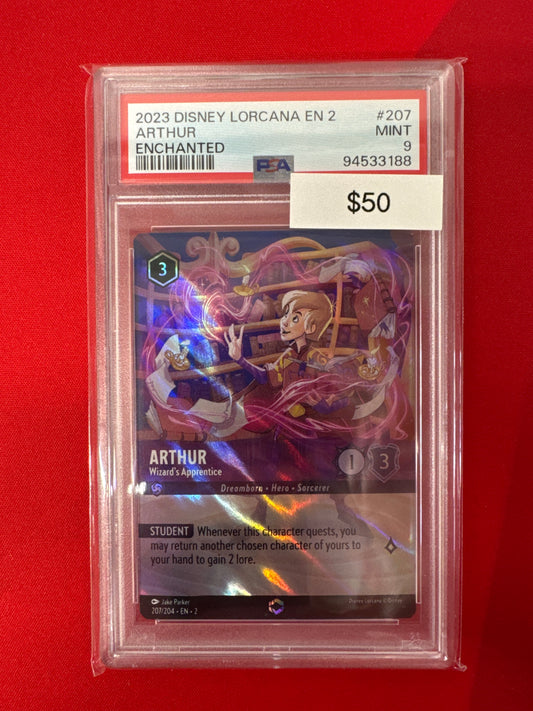 2023 Disney Lorcana En 2 Arthur Enchanted 207/204 PSA 9