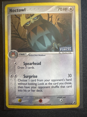 Pokemon Noctowl 43/115 Unseen Forces reverse holo HP