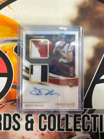 2021 Panini Immaculate Collection NFL Davis Mills Rookie Dual Patch Autograph /25