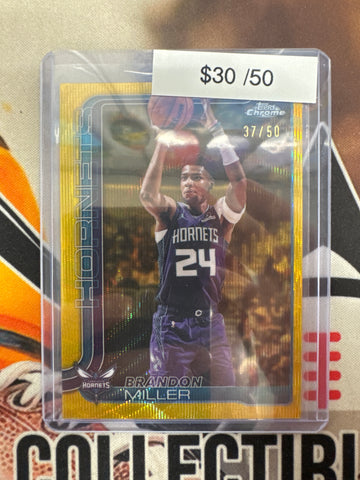 2026 Topps Chrome NBA Update Brandon Miller Gold Wave Refractor /50