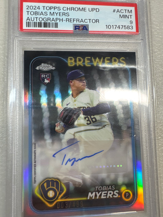 2024 Topps Chrome Update Tobias Myers Autographs Refractor /499 PSA 9