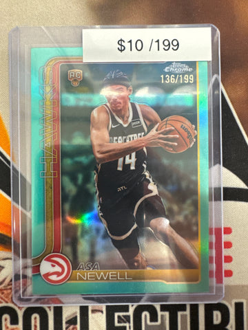 2026 Topps Chrome NBA Update Asa Newell Rookie Aqua Refractor /199