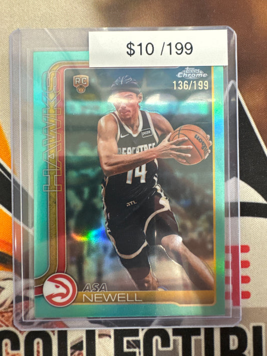 2026 Topps Chrome NBA Update Asa Newell Rookie Aqua Refractor /199