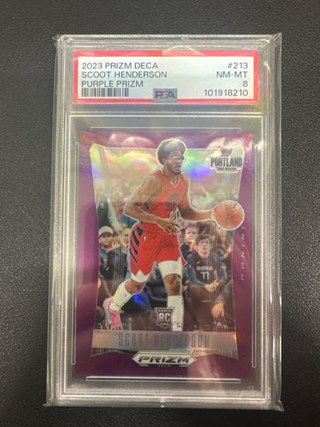 2023 Panini Prizm Deca NBA Scoot Henderson Rookie Purple Prizm /99 PSA 8