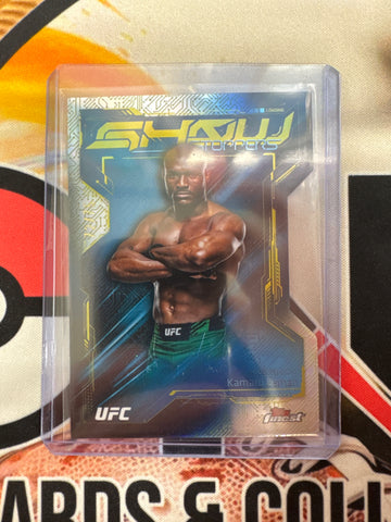 2025 Topps Finest UFC Kamaru Usman Show Stoppers Blue Refractor /75 Die-Cut