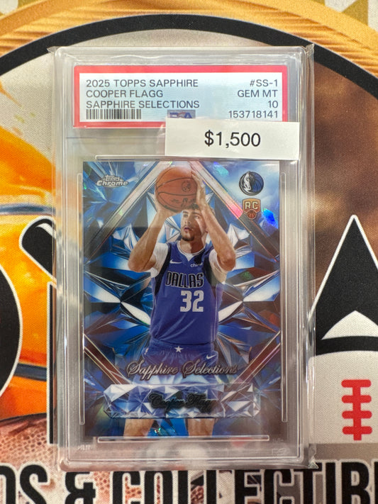 2025-26 Topps Chrome Sapphire NBA Cooper Flagg Sapphire Selections Rookie PSA 10