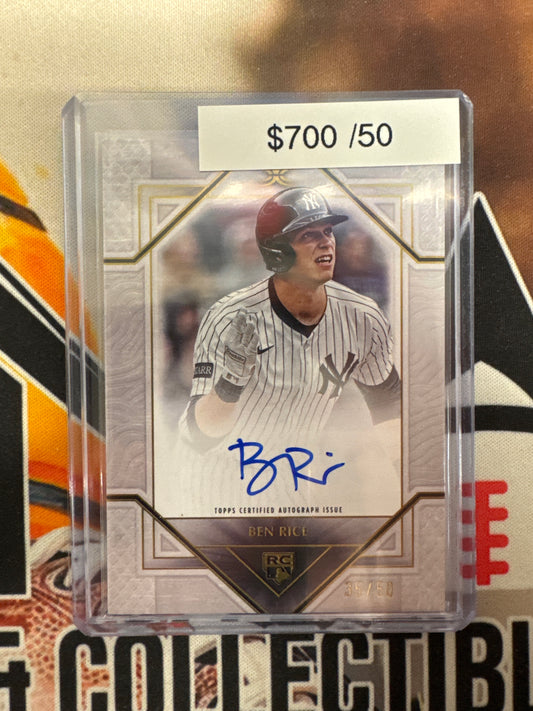 2025 Topps Definitive Collection MLB Ben Rice Rookie Autograph Gold /50