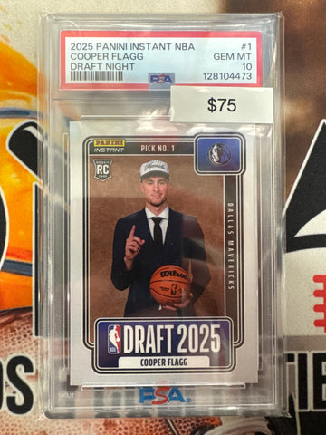 2025 Panini Instant NBA Cooper Flagg Rookie Draft Night PSA 10