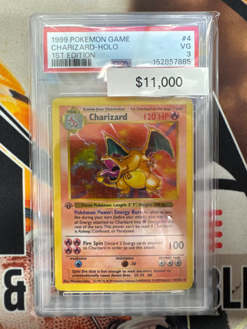 Pokemon Charizard Holo Shadowless 1st Edition 4/102 PSA 3