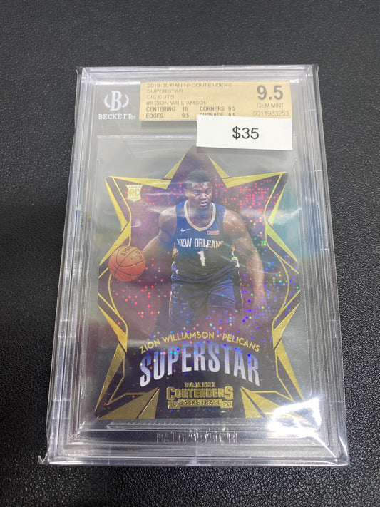 2019-20 Panini Contenders Superstar Die Cut Zion Williamson Rookie BGS 9.5