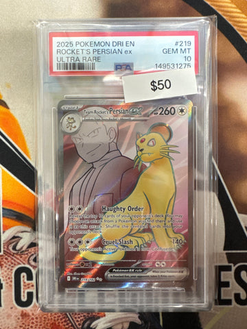 Pokémon Rocket’s Persian EX 219/182 Ultra Rare Destined Rivals PSA 10