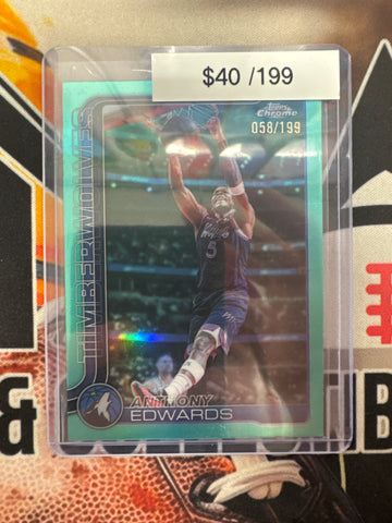 2026 Topps Chrome NBA Update Anthony Edwards Teal Refractor /199