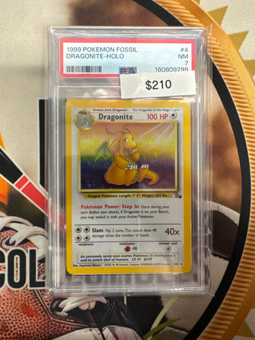 Pokémon Dragonite Holo Fossil 4/62 PSA 7