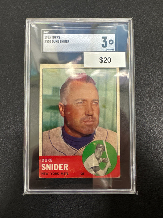 1963 Topps MLB Duke Snider SGC 3