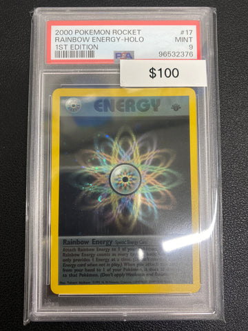 Pokémon 1st Edition Team Rocket Rainbow Energy Holo PSA 8