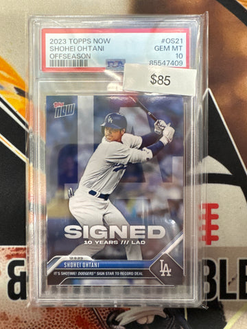 2023 Topps Now MLB Shohei Ohtani Offseason It’s Showtime! Dodgers Sign Star To Record Deal PSA 10