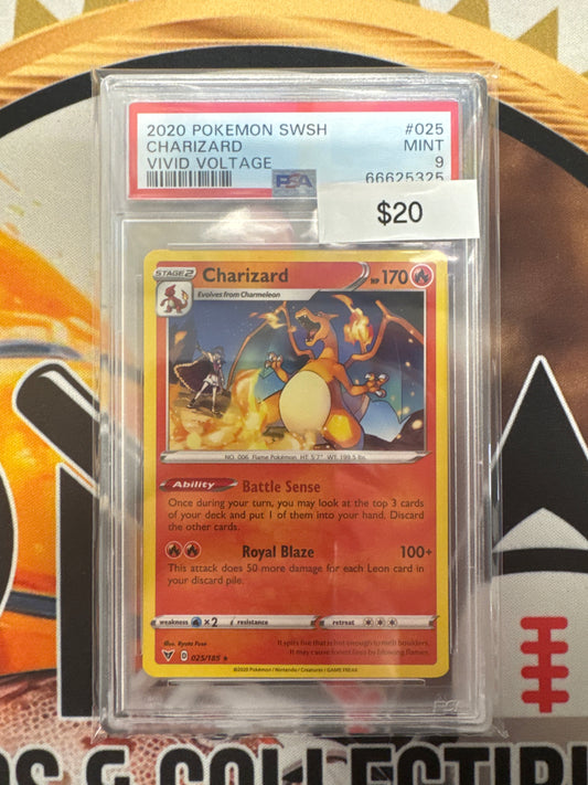 2020 Pokémon SWSH Charizard 025/185 Vivid Voltage PSA 9