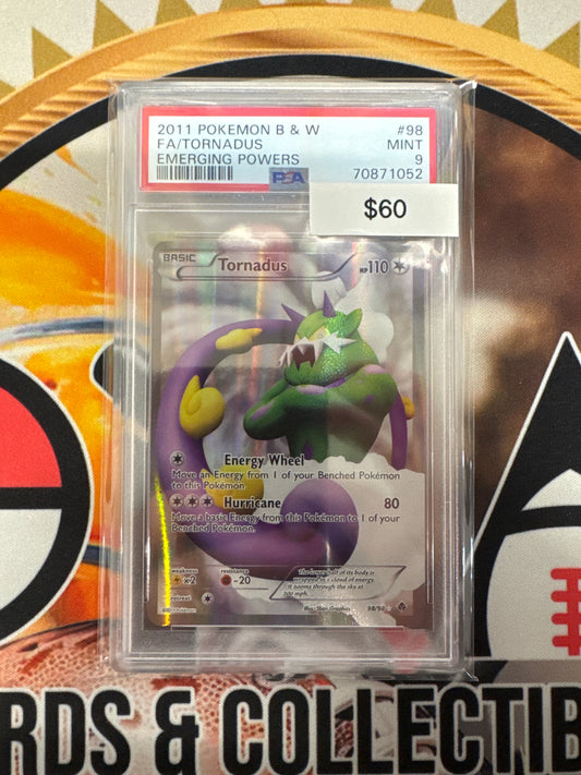 2011 Pokémon B & W Full Art Tornadus Emerging Powers 98/98 PSA 9