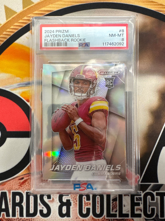 2024 Panini Prizm NFL Jayden Daniels Rookie Flashback PSA 8