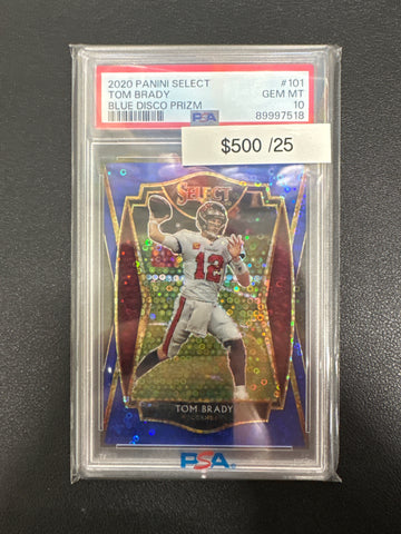 2020 Panini Select NFL Tom Brady Blue Disco Prizm /25 PSA 10