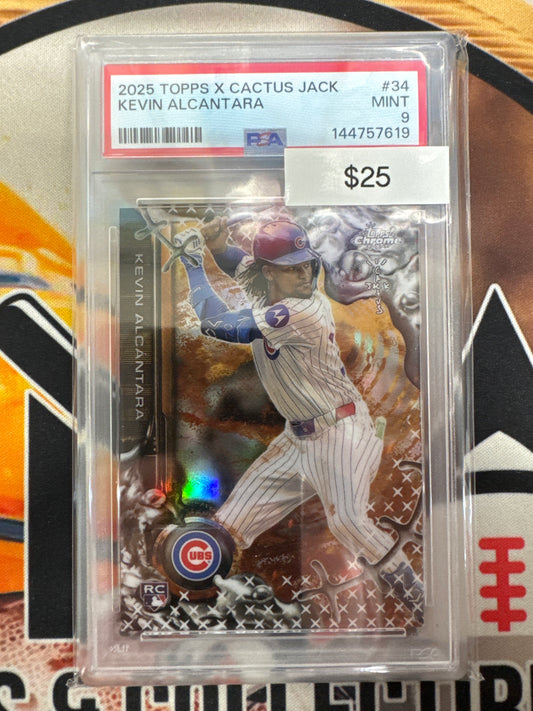 2025 Topps Chrome X Cactus Jack MLB Kevin Alcantara Rookie PSA 9