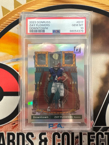 2023 Panini Donruss NFL Zay Flowers Rookie Downtown! PSA 10