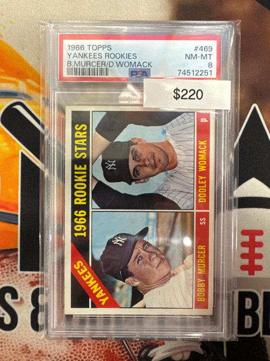 1966 Topps MLB Yankee Rookies Bobby Murcer & Dooley Womack PSA 8