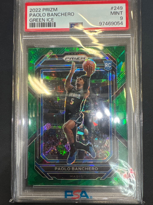 2022 Panini Prizm NBA Paolo Banchero Rookie Green Ice PSA 9