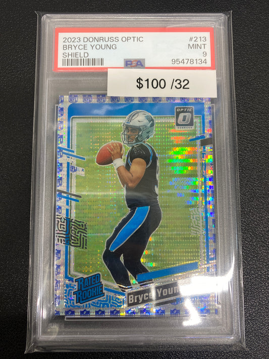 2023 Optic Bryce Young Rated Rookie Shield /32 PSA 9