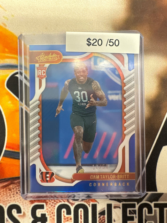 2022 Panini Absolute NFL Cam Taylor-Britt Rookie Blue Refractor /50