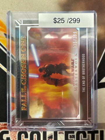 2025 Topps Star Wars Masterwork Fall Of The Chosen One The End Of Brotherhood Refractor /299