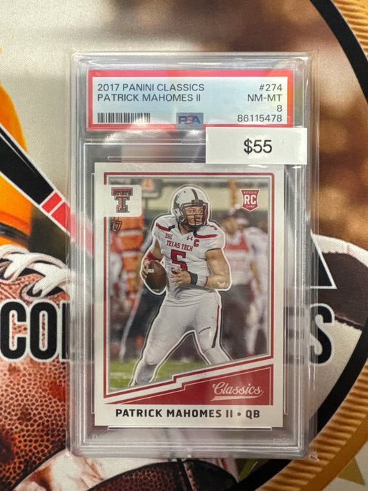 2017 Panini Classics NFL Patrick Mahomes II Rookie PSA 8
