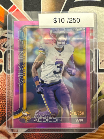 2025 Topps Chrome NFL Jordan Addison Pink Refractor /250