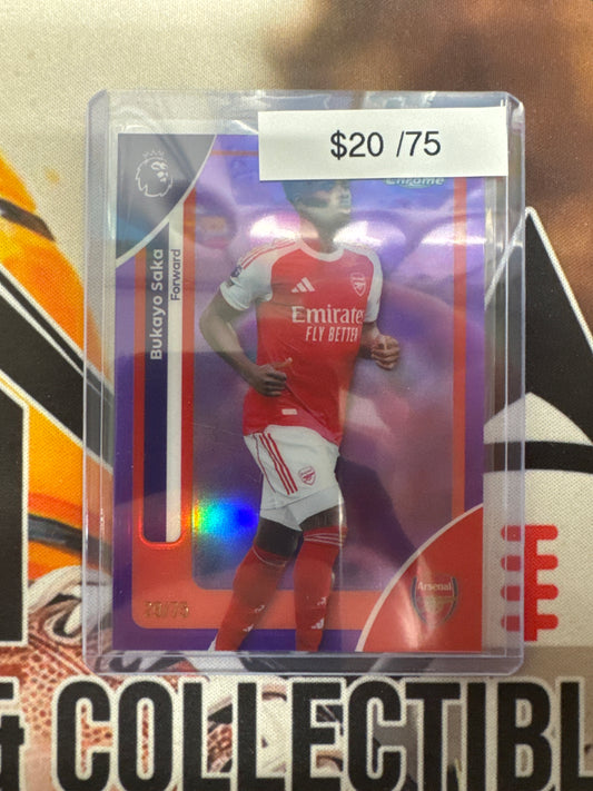 2026 Topps Chrome English Premier League Bukayo Saka Purple Refractor /75