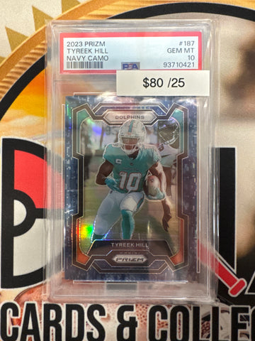 2023 Panini Prizm NFL Tyreek Hill Navy Camo /25 PSA 10