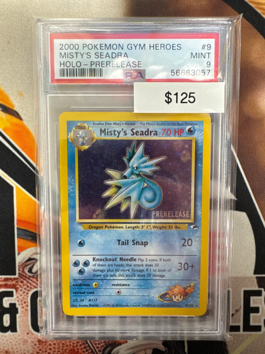 Pokémon Misty’s Seadra Prerelease Holo Gym Heroes 9/132 PSA 9