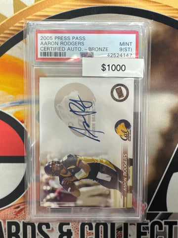 2005 Press Pass Aaron Rodgers Certified Auto Bronze Rookie PSA 9(ST)