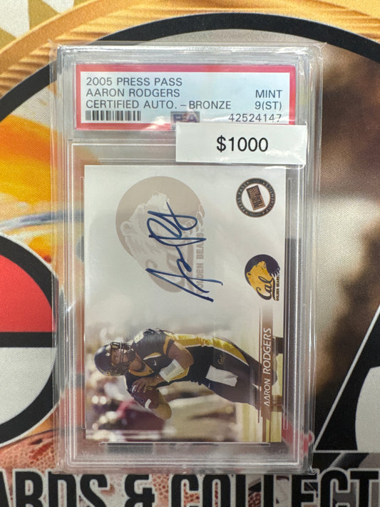 2005 Press Pass Aaron Rodgers Certified Auto Bronze Rookie PSA 9(ST)
