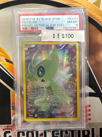 2016 Pokemon Black Star Celebi Full Art XY111 Promo Mythical Pokemon Collection PSA 8