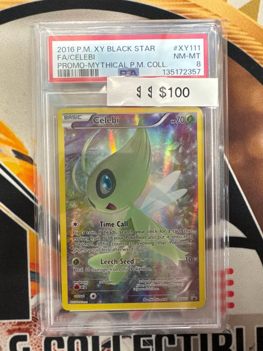2016 Pokemon Black Star Celebi Full Art XY111 Promo Mythical Pokemon Collection PSA 8