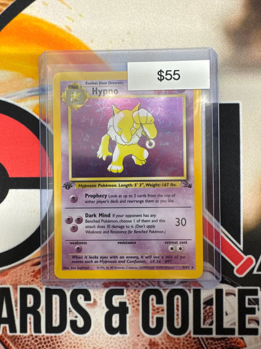 Pokémon Fossil Set Hypno Holo 8/62 1st Edition