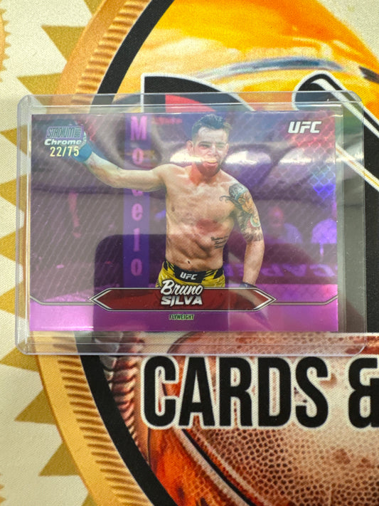 2025 Topps Stadium Club UFC Bruno Silva Chrome Purple Refractor /75