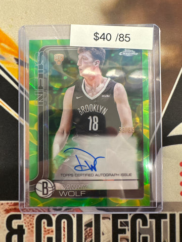 2026 Topps Chrome NBA Update Danny Wolf Rookie Yellow/Green Lava Lamp Refractor Autograph /85