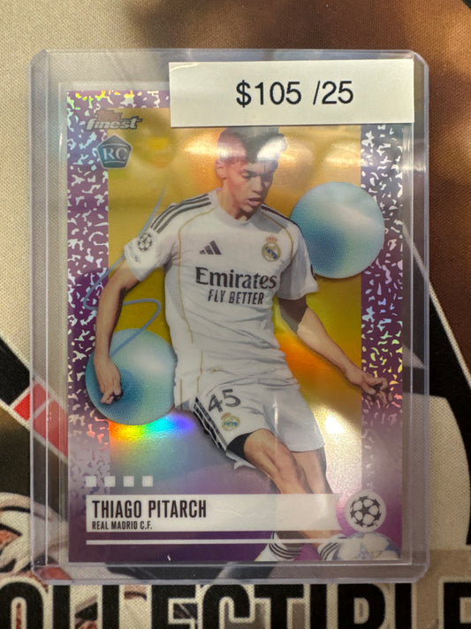 2026 Topps Finest UEFA Club Competitions Thiago Pitarch Rookie Uncommon Gold Refractor /25